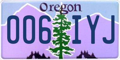 OR license plate 006IYJ