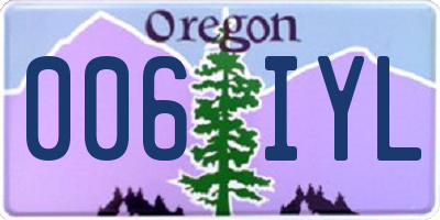 OR license plate 006IYL