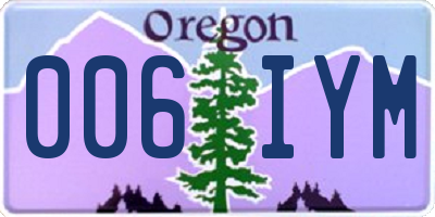 OR license plate 006IYM