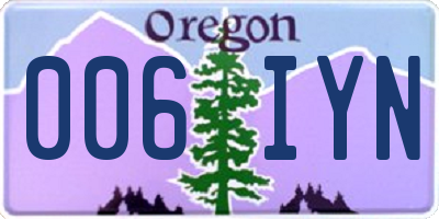 OR license plate 006IYN