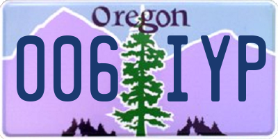 OR license plate 006IYP