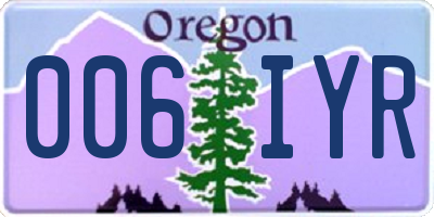 OR license plate 006IYR