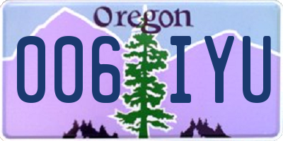 OR license plate 006IYU
