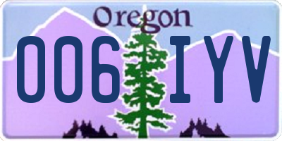 OR license plate 006IYV