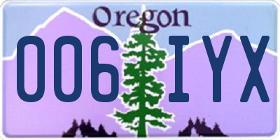 OR license plate 006IYX