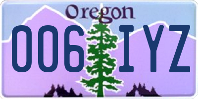 OR license plate 006IYZ
