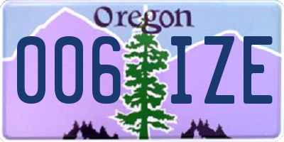 OR license plate 006IZE