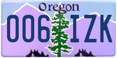 OR license plate 006IZK
