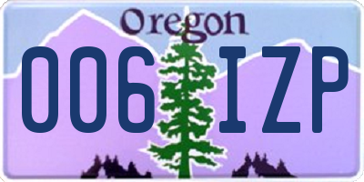 OR license plate 006IZP