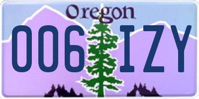 OR license plate 006IZY