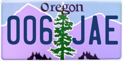 OR license plate 006JAE