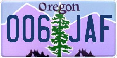 OR license plate 006JAF