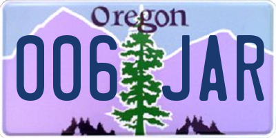 OR license plate 006JAR