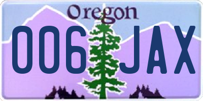 OR license plate 006JAX