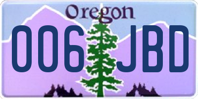 OR license plate 006JBD
