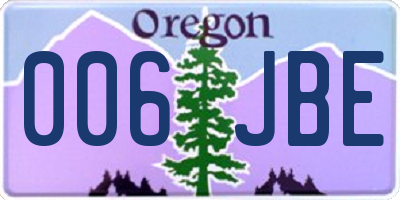 OR license plate 006JBE