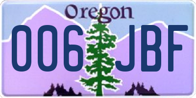 OR license plate 006JBF