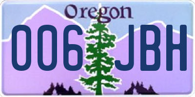 OR license plate 006JBH