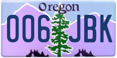 OR license plate 006JBK