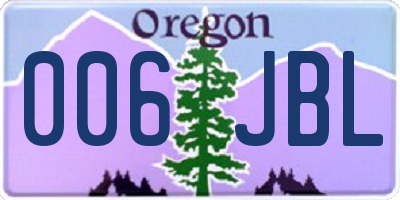 OR license plate 006JBL