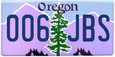 OR license plate 006JBS