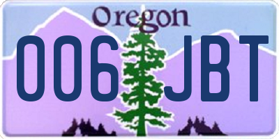 OR license plate 006JBT