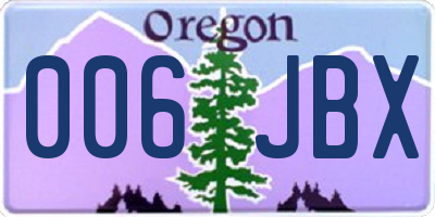 OR license plate 006JBX