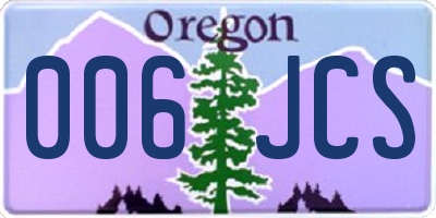 OR license plate 006JCS