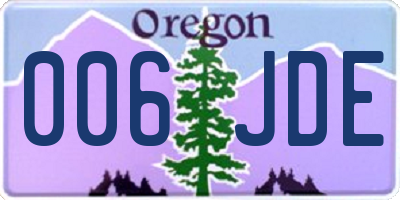 OR license plate 006JDE