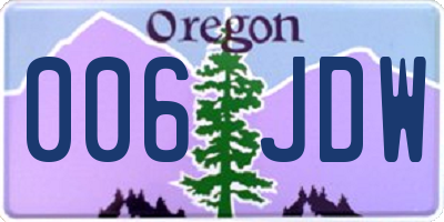 OR license plate 006JDW
