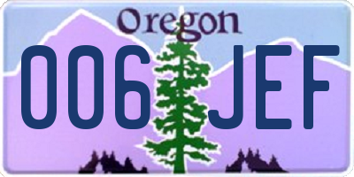 OR license plate 006JEF