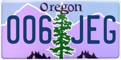 OR license plate 006JEG