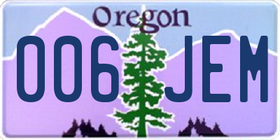OR license plate 006JEM