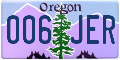 OR license plate 006JER