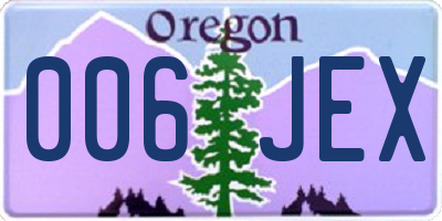 OR license plate 006JEX