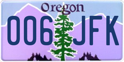 OR license plate 006JFK