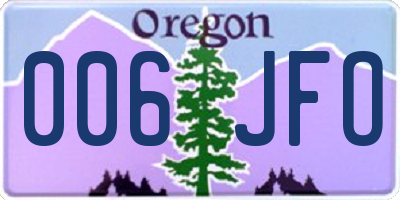 OR license plate 006JFO