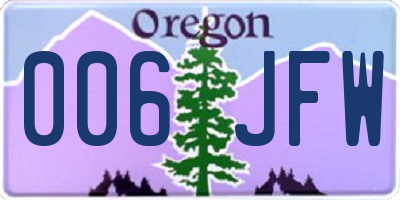 OR license plate 006JFW