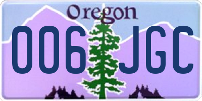 OR license plate 006JGC