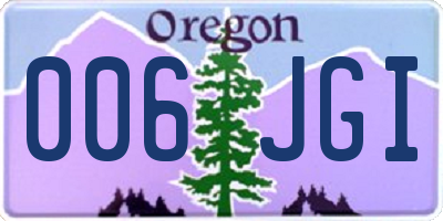 OR license plate 006JGI