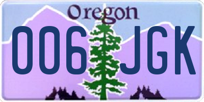 OR license plate 006JGK