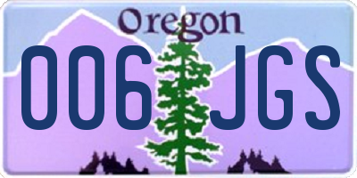 OR license plate 006JGS