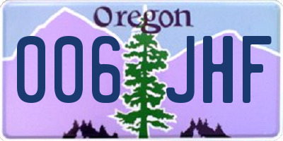 OR license plate 006JHF