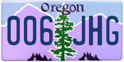 OR license plate 006JHG
