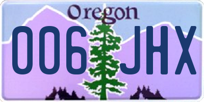OR license plate 006JHX