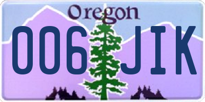 OR license plate 006JIK