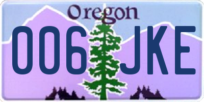 OR license plate 006JKE