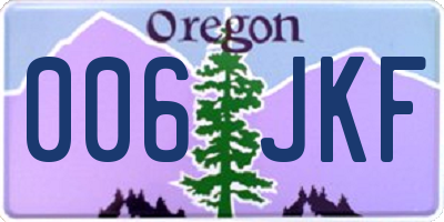 OR license plate 006JKF