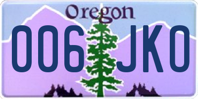 OR license plate 006JKO