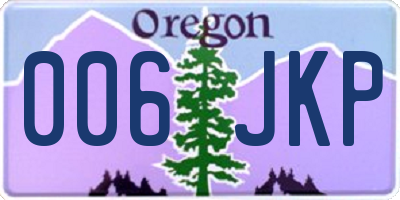 OR license plate 006JKP